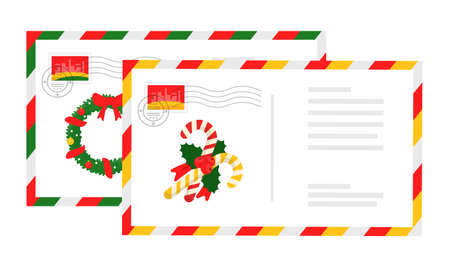 Letters envelops with christmas design cartoon setのイラスト素材