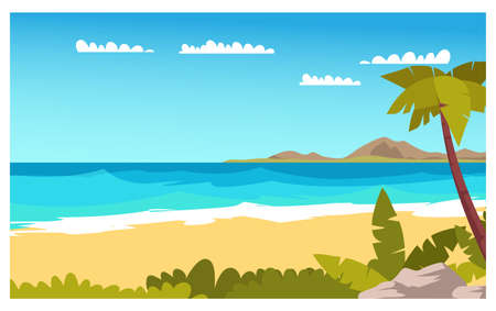 Tropical island flat vector color illustrationのイラスト素材