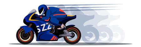 Extreme motor racer on bike design with shadowのイラスト素材