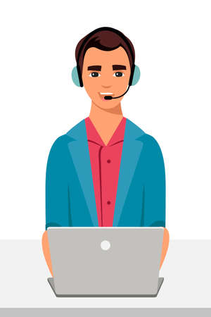 Vector character illustration hotline Call centerのイラスト素材