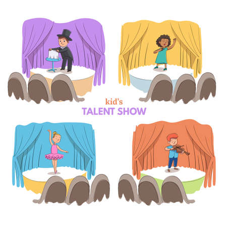 Vector character illustration of kid talent show setのイラスト素材