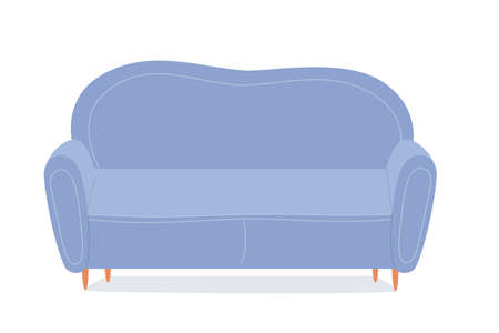 Blue comfortable couch or divan, sofa furniture for office or home living room, hotelのイラスト素材
