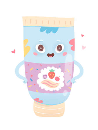 Cute toothpaste character, funny wash paste for strong tooth of children, dental careのイラスト素材
