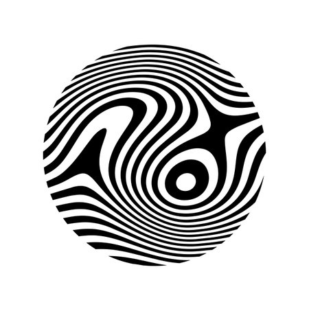 Liquid white black lines background. Abstract monochrome soft waves. Psychedelic illusion. Geometric, optical, animal design. Retro style 60s, 70s, 90s. Zebra designのイラスト素材