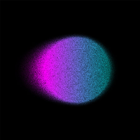 Gradient color round stipple shape background. Abstract pink blue blur circle with graduation. Neon colored rounded icon. Colorful geometric graphic vector illustration isolated on blackのイラスト素材