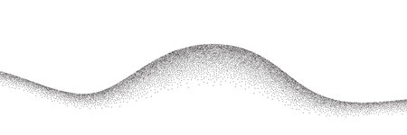 Sand grain texture wavy pattern background. Abstract dot stipple wave, black noise dotted line, sand texture, grainy effect, vector illustration isolated on whiteのイラスト素材