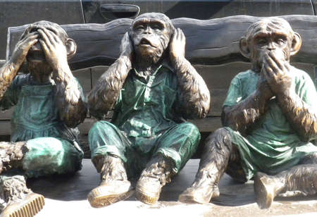 Conceptual three monkeys , not hear, not see, not speakの写真素材