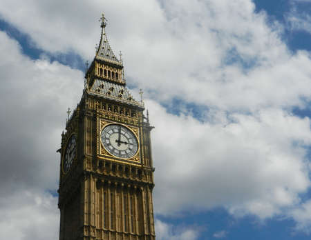Big Ben Clock Tower and cloudy blue sky