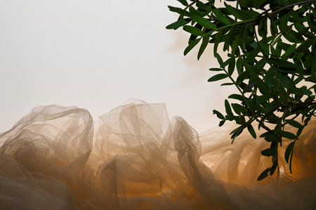 Pink tulle fabric with light background