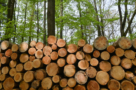 Stack of wood for fire stoves in a forest
