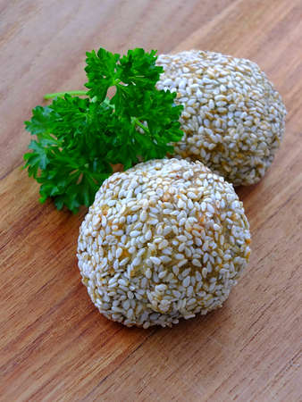falafel balls covered with sesameの写真素材