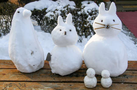 bunny snowman familyの写真素材