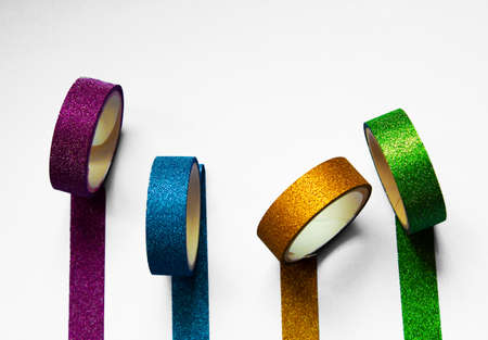 Multicolored ribbons on a white background. High quality photoの写真素材
