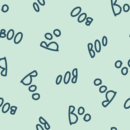 Green Boo lettering halloween repeat pattern printのイラスト素材