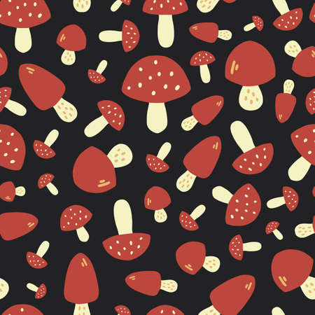 Red mushroom seamless pattern toadstool backgroundのイラスト素材