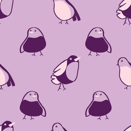 Purple birds repeat pattern fabric print backgroundのイラスト素材