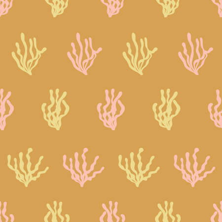 Yellow and pink algae coral reef repeat pattern vector print backgroundのイラスト素材