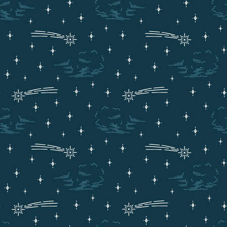 Christmas night pattern repeat fabric print backgroundのイラスト素材