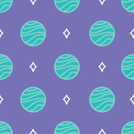 Mint and purple planets repeat pattern print background designのイラスト素材