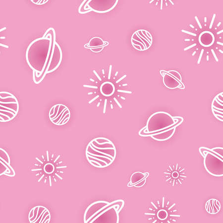 Pink gradient planet repeat pattern print background designのイラスト素材