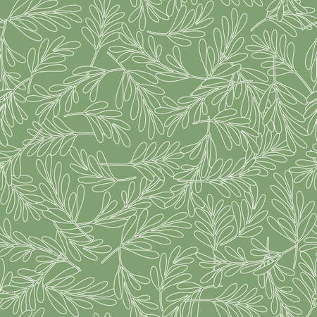 Green pastel botanical leaves repeat pattern designのイラスト素材