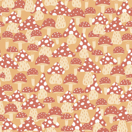 Toadstool mushroom texture pattern repeat background design printのイラスト素材