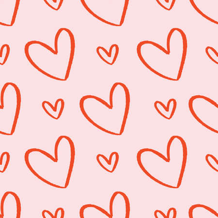 Pink and red hearts pattern repeat. Lovecore kitsch Valentines surface design