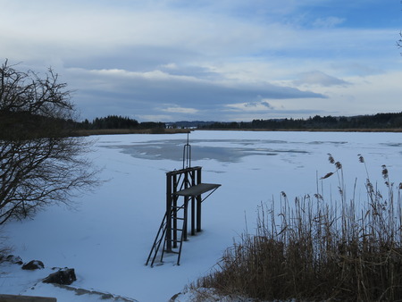 Maisinger lake in Upper Bavaria in winterの写真素材