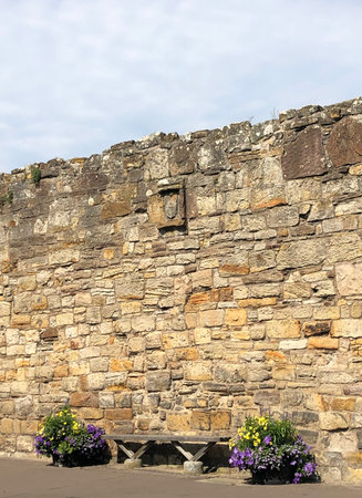 Ruins of the ancient town wall in St Andrews, Fife, in Scotland.の写真素材