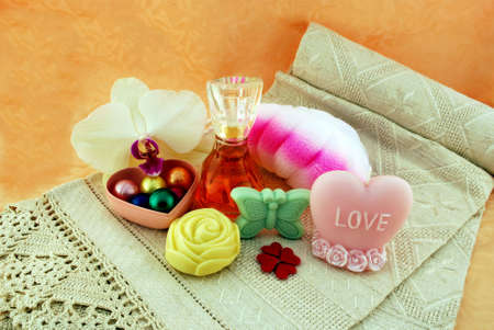 Towels and soapの写真素材