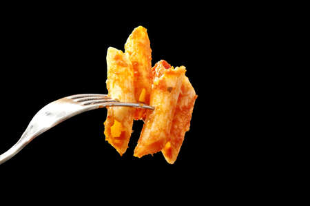 pasta with the sauce perch tomato and basilの写真素材