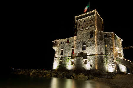Medieval castle on the sea - Rapallo - Ligurian seaのeditorial素材
