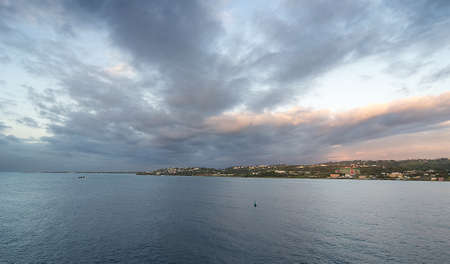 Republic of Trinidad and Tobago - Tobago Sunrise on island - Scarborough city - Caribbean seaの写真素材