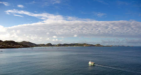 Caribbean sea - Grenada Island - Saint George's - Sunrise on the inner harbor and Devils bayの写真素材