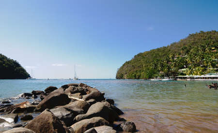 Marigot bay - Caribbean sea - Saint Lucia tropical islandのeditorial素材