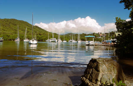 Marigot bay - Caribbean sea - Saint Lucia tropical islandのeditorial素材