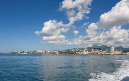 Coast of capital with volcano view - Fort de France - Martinique Caribbean islandの写真素材