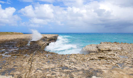 Devil's Bridge bay - Caribbean tropical sea - Antigua and Barbudaの写真素材