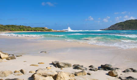 Half Moon Bay Atlantic Ocean coast - Caribbean tropical island - Saint John's - Antigua and Barbudaの写真素材