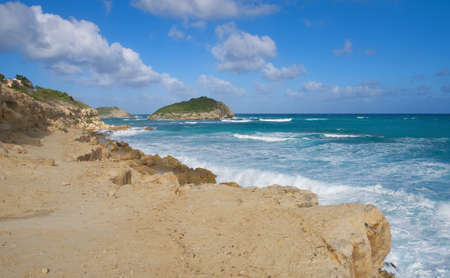 Half Moon Bay Atlantic Ocean coast - Caribbean tropical island - Saint John's - Antigua and Barbudaの写真素材