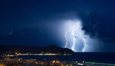 Lightning and thunderstorm on the Tigullio Gulf - Ligurian Sea - Chiavari - Lavagna - Sestri Levante...