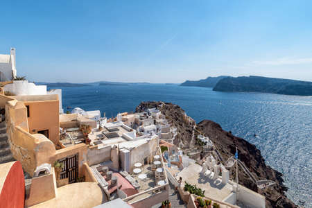 View of Oia - Santorini Cyclades Island - Aegean sea - Greeceの写真素材