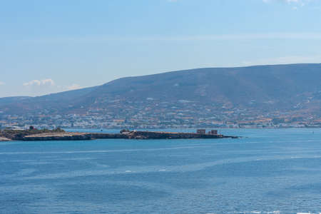 View of Parikia bay and harbor - Cyclades island - Aegean sea - Paroikia (Parikia) Paros - Greeceの写真素材