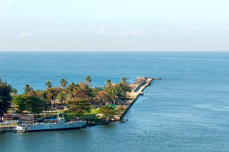 View of Santo Domingo waterfront, shoreline and shyline - Dominican Republic - Caribbean tropical islandの写真素材