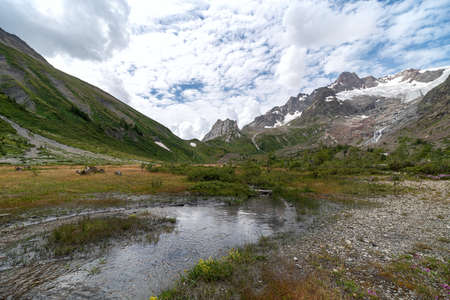 View of the refuge Elisabetta Val Veny - Courmayeur - Valle d'Aosta - Italyの写真素材
