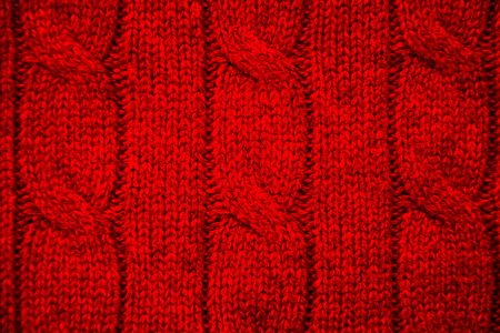 Red cable knit close-up