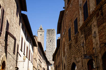 Medieval buildings and towers in San Gimignano. Unesco heritage. Siena, Tuscany, Italyの写真素材