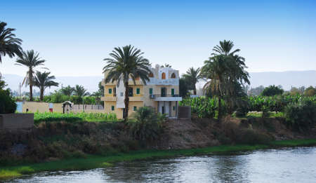 Buildings and landscape on the coastline of the Nile river. Egyptの写真素材