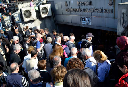 Istanbul - Turkey - April 23, 2013: Istanbul Buyuksehir Belediyesi 2010 tunnel underpass of Eminonu tram. Turkey.のeditorial素材