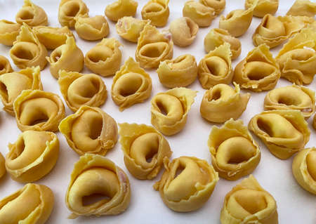 Raw Italian Tortellini. Traditional Italian Pastaの写真素材